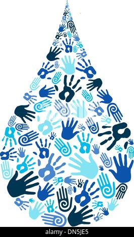 Save water diversity hand shape Stock Vector