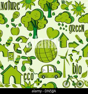 Green environment icons pattern Stock Vector