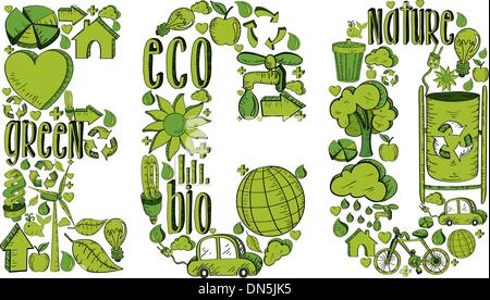 Word eco with environmental icons Stock Vector