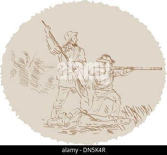 American Civil War confederate soldier fighting Stock Vector