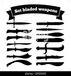 Set of silhouettes of knives Stock Vector
