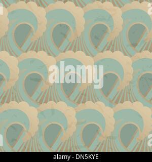 Seamless pattern with waves and grunge elements Stock Vector