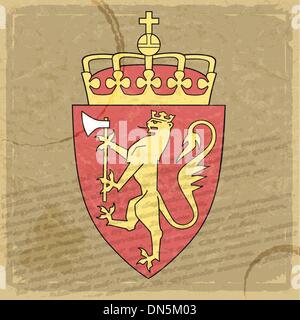 Coat of arms of  Norway on the old postage stamp Stock Vector