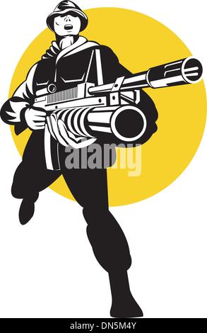 soldier serviceman with grenade launcher Stock Vector