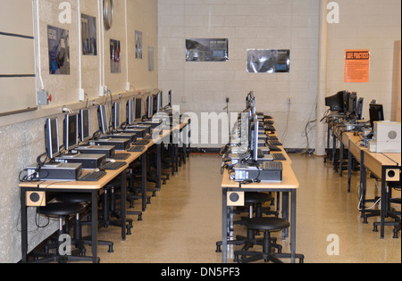 A empty computer class room in a public school in Md Stock Photo