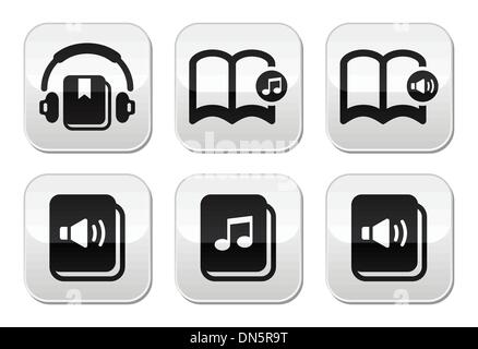 Audiobook vector buttons set Stock Vector