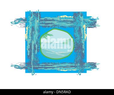 Tropical beach landscape - abstract grunge background Stock Vector