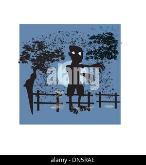 zombie coming out of his grave Stock Vector