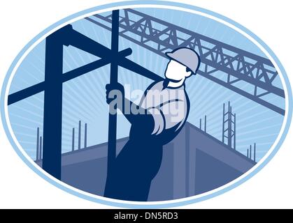 Construction Worker on a Scaffolding Illustration Stock Vector Image ...