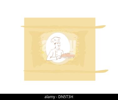 baker cartoon character presenting freshly baked bread Stock Vector