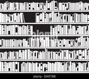 black and white modern bookshelf Stock Vector