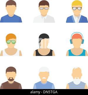 Stylish male character set Stock Vector