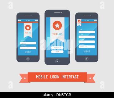 Mobile login interface form Stock Vector