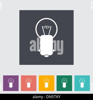 Bulb flat single icon. Stock Vector