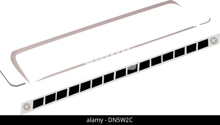 A Blues Harmonica Isolated on White Background Stock Vector