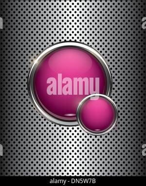 Metal background with round chrome button Stock Vector Image & Art - Alamy