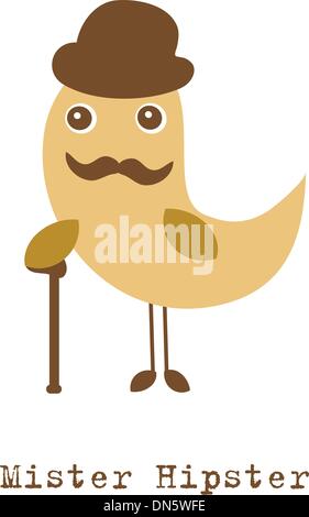 Cute hipster bird illustration Stock Vector
