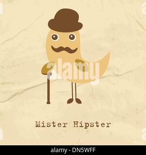 Cute hipster bird illustration Stock Vector