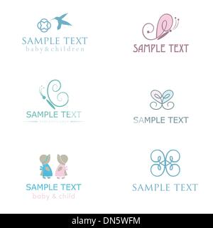 Baby and children icons in bright colors Stock Vector