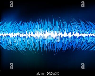 Sound waves oscillating on black. EPS 10 Stock Vector