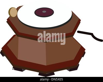 A Beautiful Vintage Gramophone on White Background Stock Vector