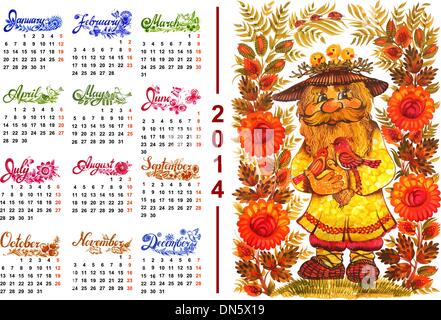 Calendar 2014 Stock Vector