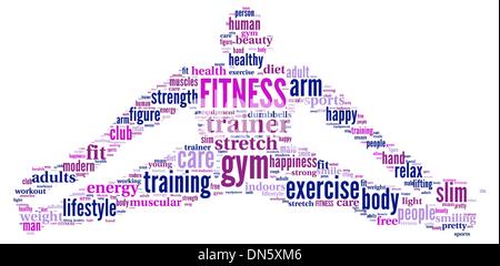 FITNESS. Word collage on white background Stock Vector