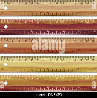 set of wooden rulers Stock Vector
