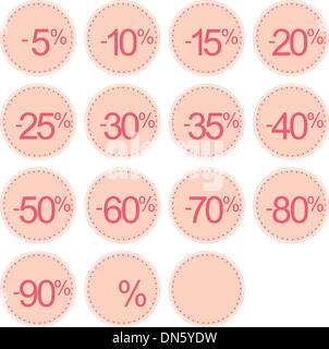 Retro vector pink sale icon set or price tag stickers. Flat design illustration isolated on white background Stock Vector