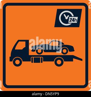 Vector sign with truck tows. Stock Vector