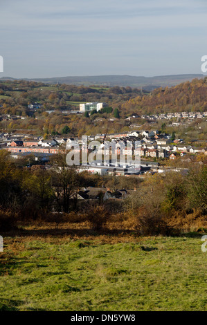 Rhymney Valley Ridgway Footpath, above Ystrad Mynach, Gwent, South Wales Valleys. Stock Photo