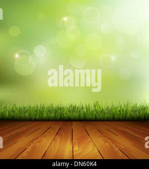 Background with wood and grass. Vector Stock Vector Image & Art - Alamy