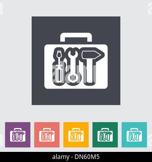 Tool box single flat icon. Stock Vector