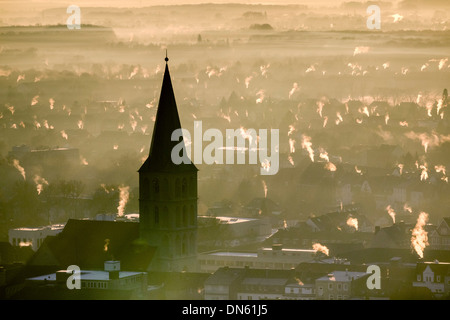 Aerial view, Protestant St. Paul's Church, morning light, Hamm, Ruhr area, North Rhine-Westphalia, Germany Stock Photo