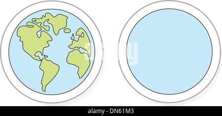 Ecology planet earth vector icon or sign in green and blue color - simply doodle flat design element Stock Vector