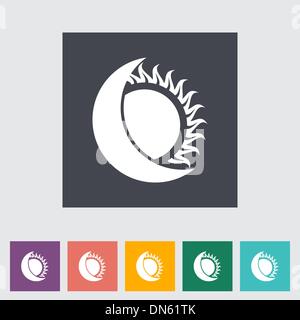 Solar eclipse single flat icon. Stock Vector
