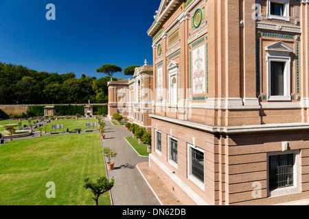Building of the Vatican Museums with gardens, Vatican City, Vatican, Rome, Lazio, Italy Stock Photo