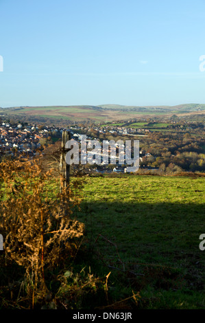 Rhymney Valley Ridgway Footpath, above Ystrad Mynach, Gwent, South Wales Valleys. Stock Photo