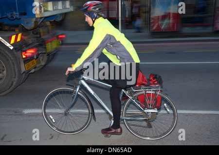 Cyclist in Central London, England. Stock Photo