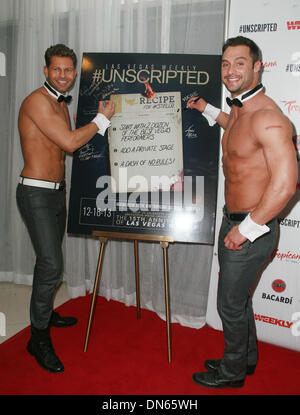 Las Vegas, Nevada, USA. 19th Dec, 2013. Chippendale members Jaymes Vaughan and James Davis attend Las Vegas Weekly 15th Anniversary party at the Havana Room on December 18, 2013 inside The New Tropicana in Las Vegas, Nevada. Credit:  Marcel Thomas/ZUMAPRESS.com/Alamy Live News Stock Photo
