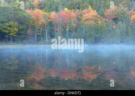 Bubble Pond Reflection, Acadia National Park, Bar Harbor, Maine Stock Photo