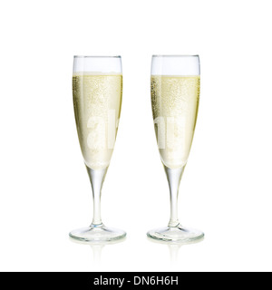 Two Champagne glasses isolated on a white background Stock Photo