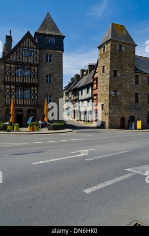 The Old Town Gates at Tréguier on the River Jaudy in North Brittany France, 6th Century buildings Stock Photo