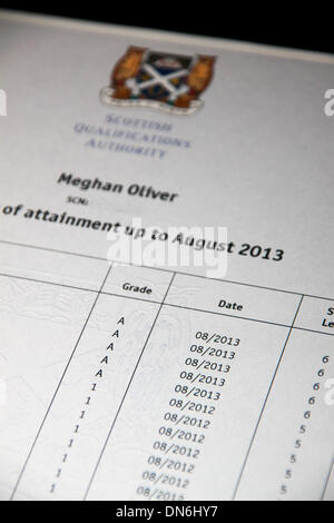 Scotland, UK. 19th Dec, 2013. Pupils achieve record exam results for second year running. Credit:  ALAN OLIVER/Alamy Live News Stock Photo