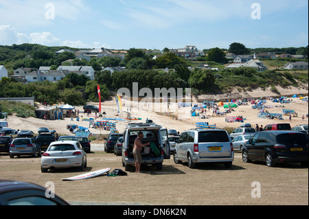 Packed surfers beach Harlyn Bay Cornwall UK Stock Photo