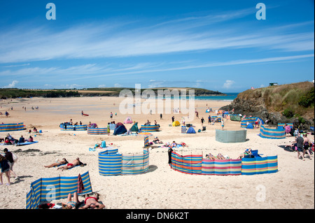 Packed surfers beach Harlyn Bay Cornwall UK Stock Photo