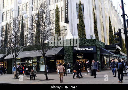 A general view of  the House of Fraser on Oxford Street, with Christmas decorations Stock Photo
