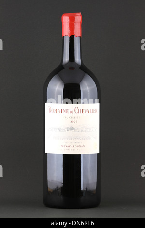 A bottle of French red wine, Domaine de Chevalier 2006, double magnum size, Grand Cru Classe, Pessac-Leognan, Bordeaux, France Stock Photo