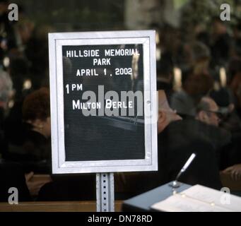 Apr. 2, 2002 - Hollywood, CA, USA - K24571MR: MILTON BERLE FUNERAL.HILLSIDE MEMORIAL PARK, LA, CA 04/01/2002. MILAN RYBA/   2002.(Credit Image: © Globe Photos/ZUMAPRESS.com) Stock Photo