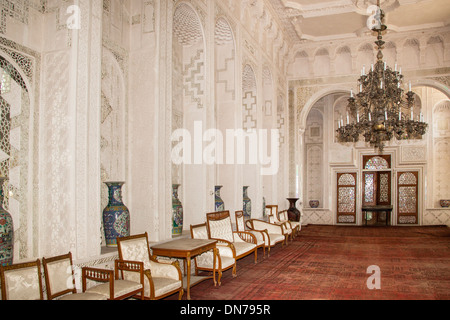 White Hall Reception Room, Summer Residential Palace, Sitorai Mohi Hossa Folk Art Museum, Bukhara, Uzbekistan Stock Photo